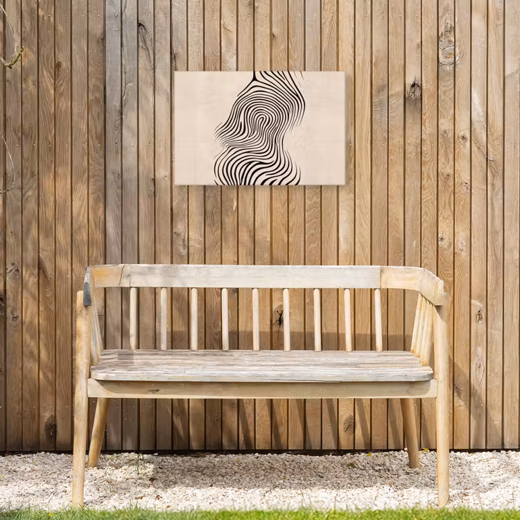 Lijnen - Abstract - Golvend - Zwart Tuinposter op houten frame 2 cm dik klein -sfeer4