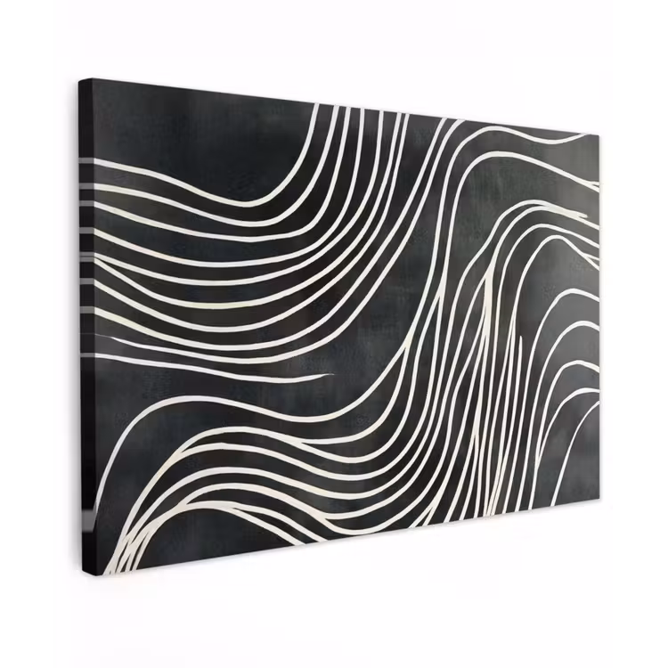 Lijnen - Patroon - Abstract - Wit Tuinposter op houten frame 2 cm dik klein -3d