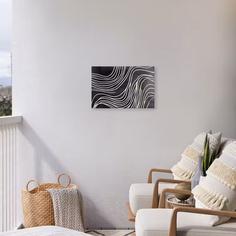 Lijnen - Patroon - Abstract - Wit Tuinposter op houten frame 2 cm dik klein -sfeer1