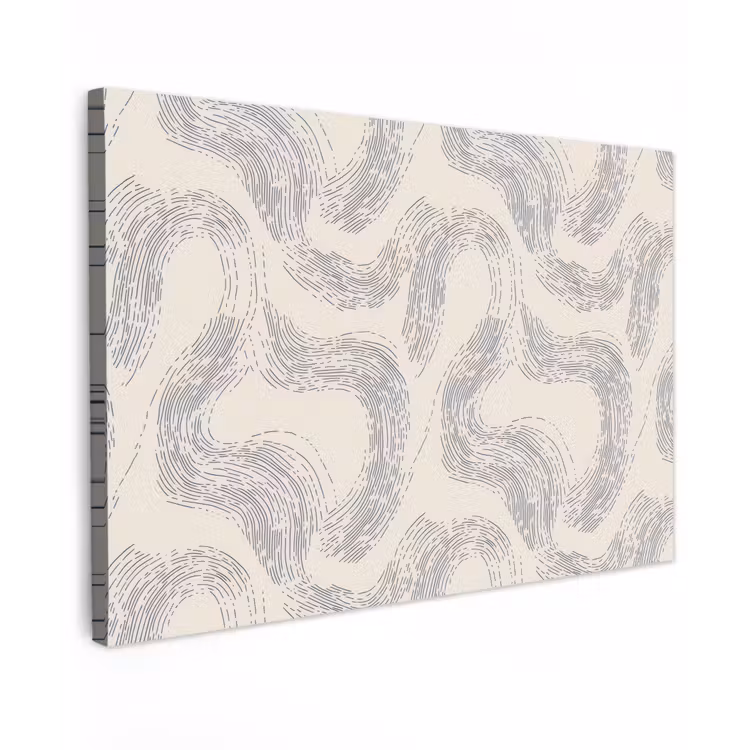 Lijnen - Patroon - Beige - Minimalistisch Tuinposter op houten frame 2 cm dik klein 845 -3d