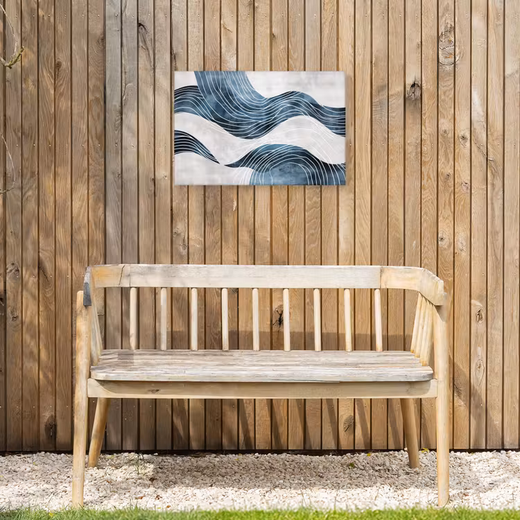 Lijnen - Golven - Abstract - Blauw Tuinposter op houten frame 2 cm dik klein -sfeer4