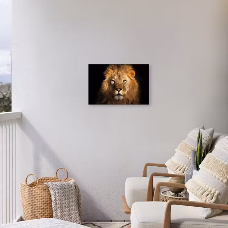 Leeuw in het avondlicht Tuinposter op houten frame 2 cm dik klein -sfeer1