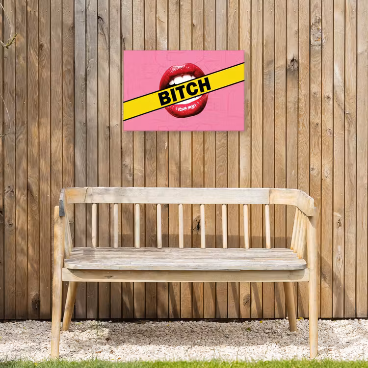 Lippen - Tekst - Kleurrijk Tuinposter op houten frame 2 cm dik klein -sfeer4