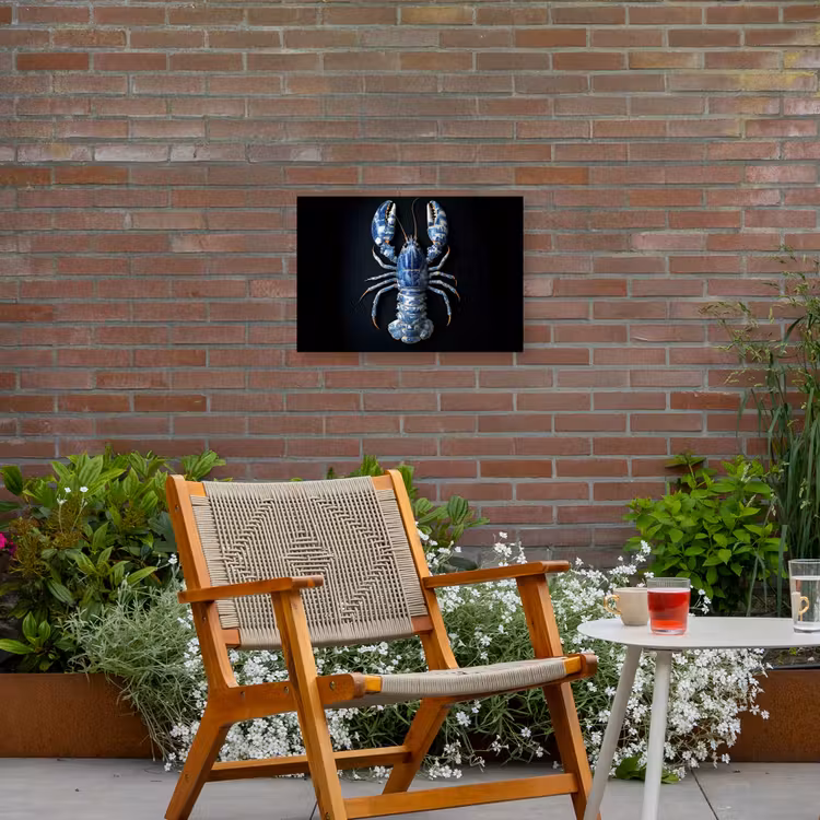 Kreeft - Delftsblauw - Schild - Stoer Tuinposter op houten frame 2 cm dik klein -sfeer3