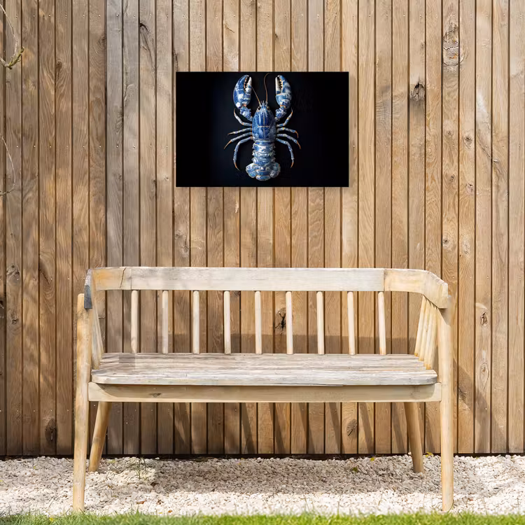 Kreeft - Delftsblauw - Schild - Stoer Tuinposter op houten frame 2 cm dik klein -sfeer4