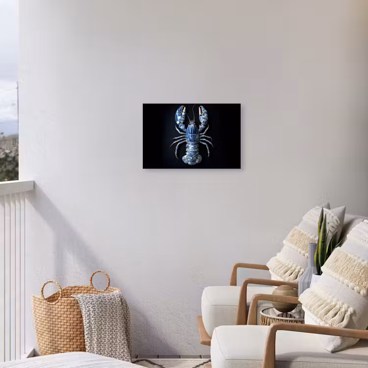 Kreeft - Delftsblauw - Schild - Stoer Tuinposter op houten frame 2 cm dik klein -sfeer1