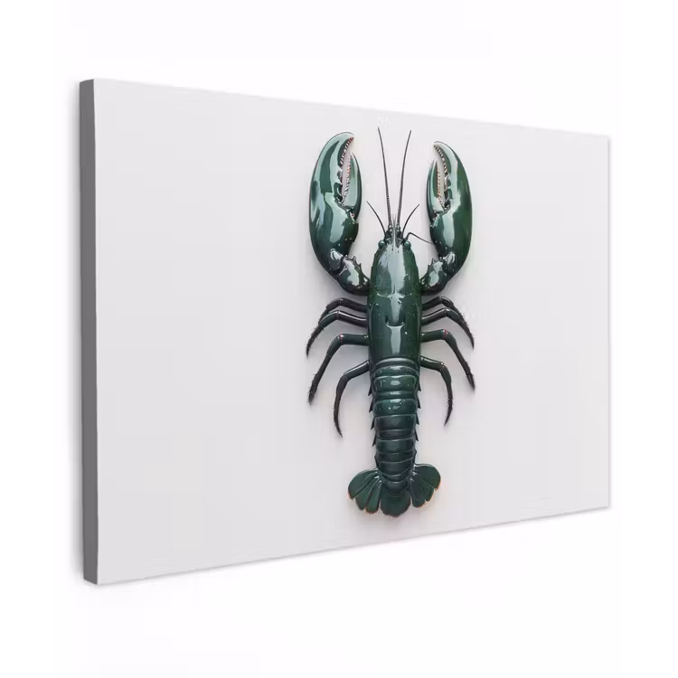 Kreeft - Glossier - Groen - Wit Tuinposter op houten frame 2 cm dik klein -3d
