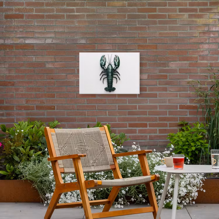 Kreeft - Glossier - Groen - Wit Tuinposter op houten frame 2 cm dik klein -sfeer3