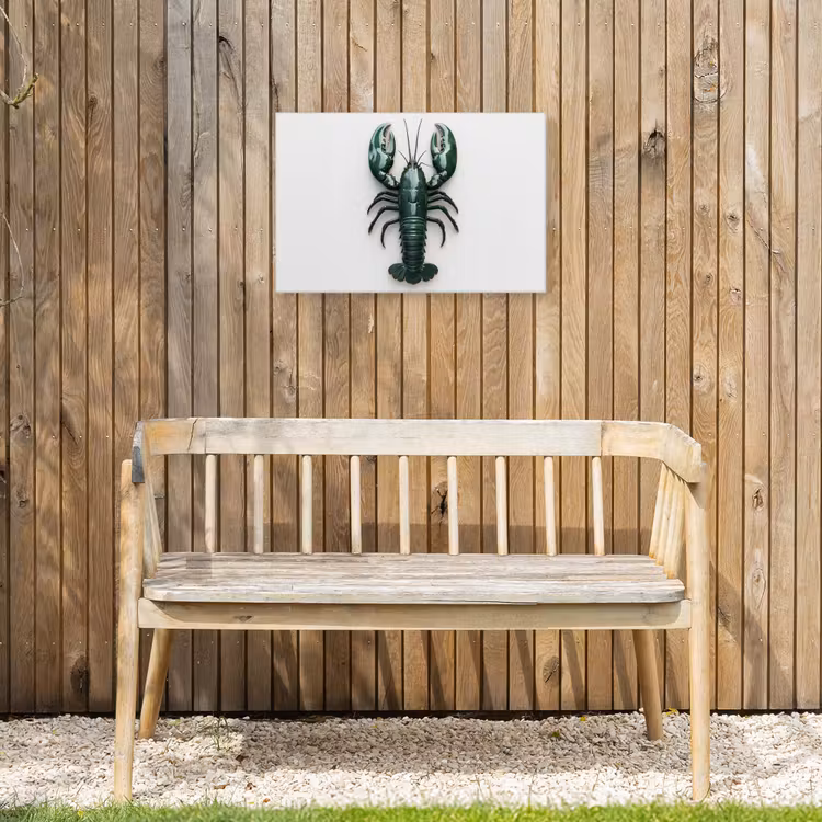 Kreeft - Glossier - Groen - Wit Tuinposter op houten frame 2 cm dik klein -sfeer4