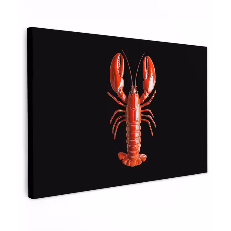 Kreeft - Glossier Rood - Zwart Tuinposter op houten frame 2 cm dik klein -3d