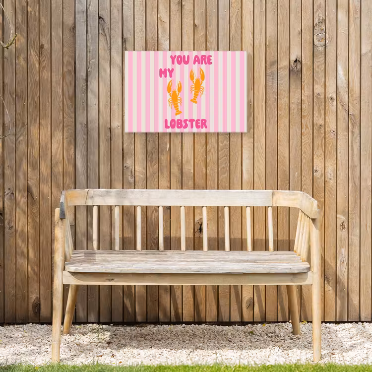 Lobster - Love - Valentijn Tuinposter op houten frame 2 cm dik klein -sfeer4