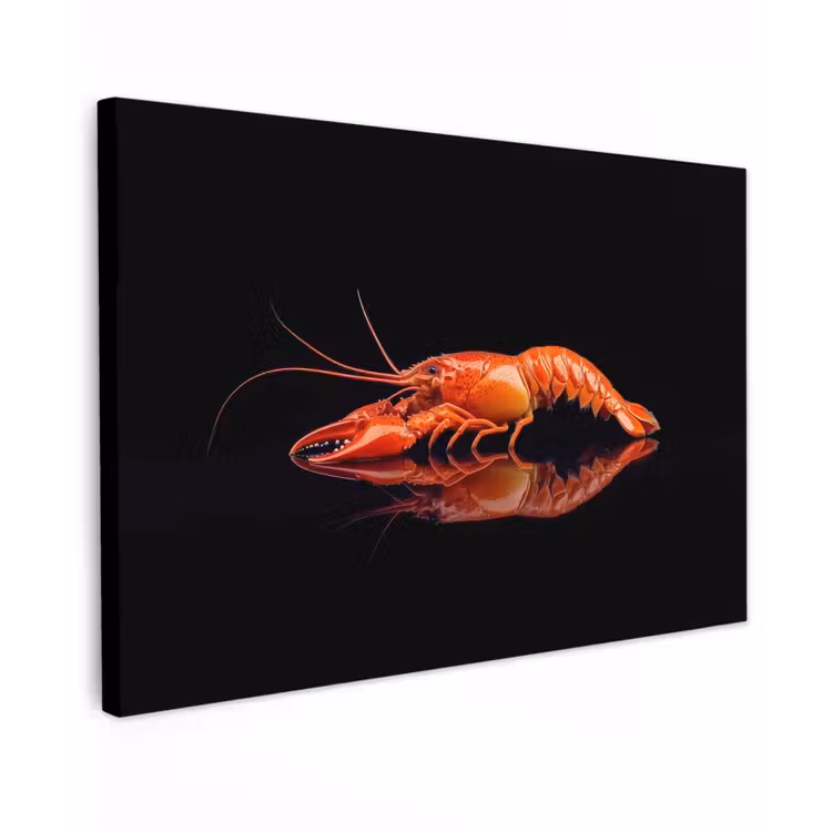 Kreeft - Oranje - Zwart - Opvallend Tuinposter op houten frame 2 cm dik klein -3d