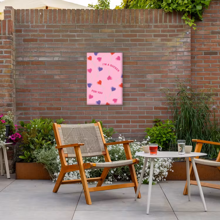 Lolly - Valentijn - Illustratie - Snoep Tuinposter op houten frame 2 cm dik klein -sfeer3