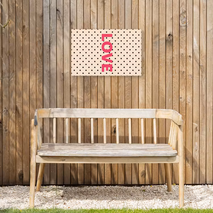 Love - Stippen - Roze Tuinposter op houten frame 2 cm dik klein -sfeer4
