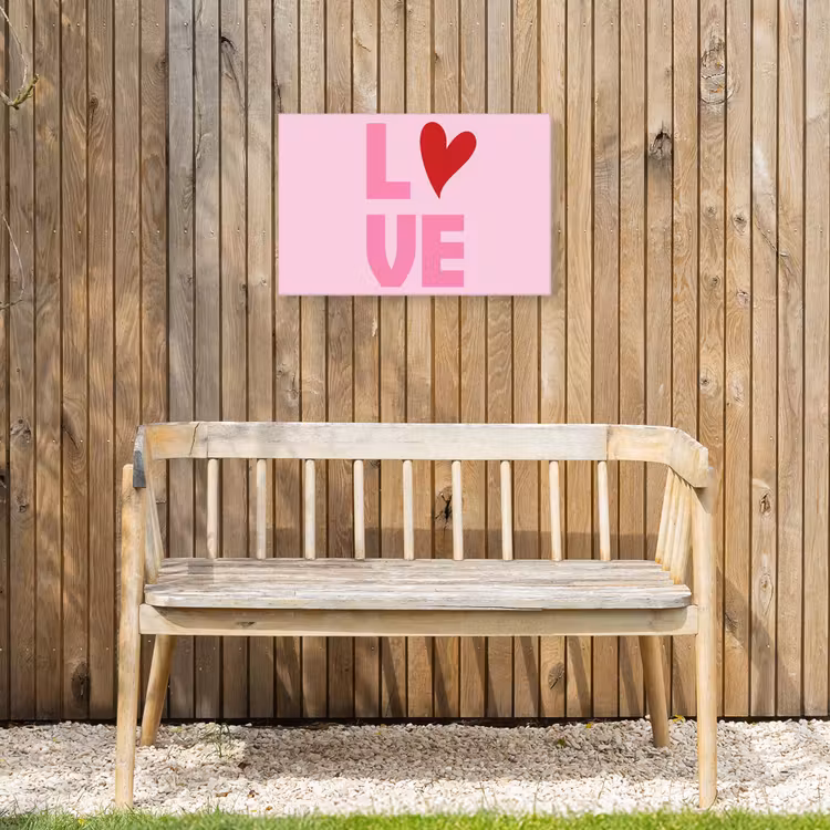 Love - Roze - Hart - Valentijn Tuinposter op houten frame 2 cm dik klein -sfeer4