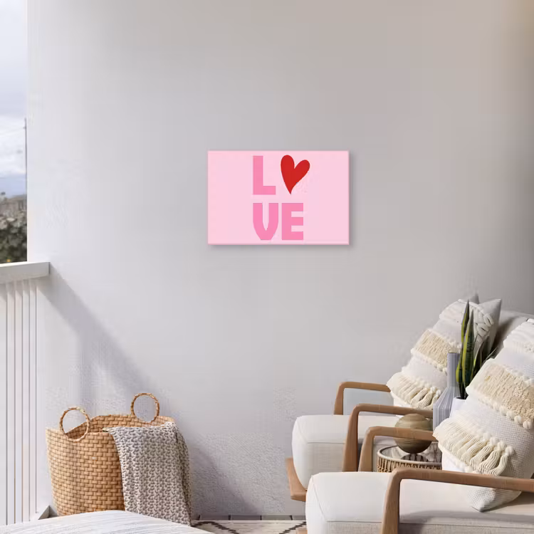 Love - Roze - Hart - Valentijn Tuinposter op houten frame 2 cm dik klein -sfeer1