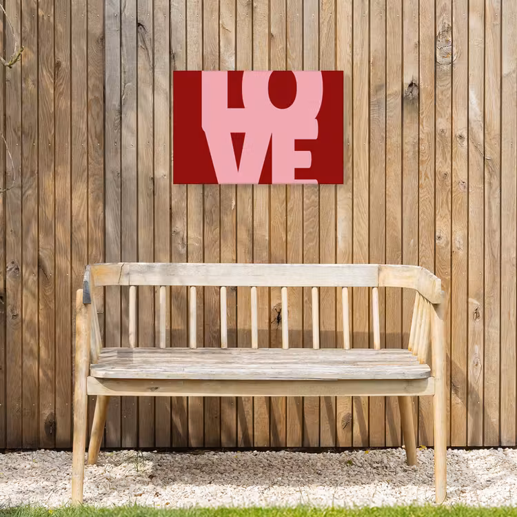 Love - Rood - Blokletters Tuinposter op houten frame 2 cm dik klein -sfeer4