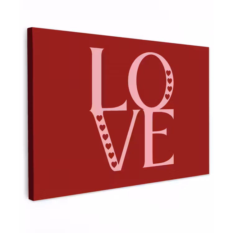 Love - Rood - Hatjes Tuinposter op houten frame 2 cm dik klein -3d