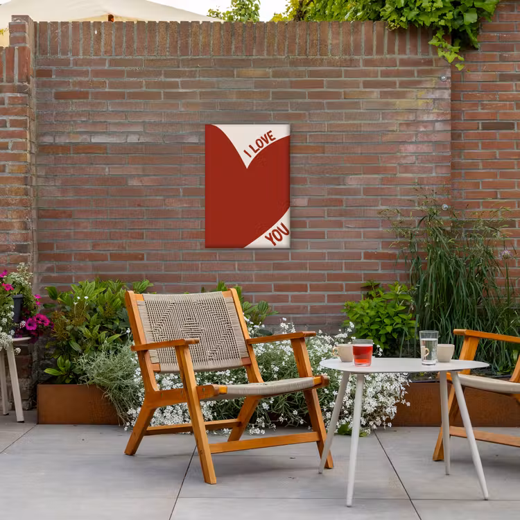 Loveyou - Rood - Hart Tuinposter op houten frame 2 cm dik klein -sfeer3