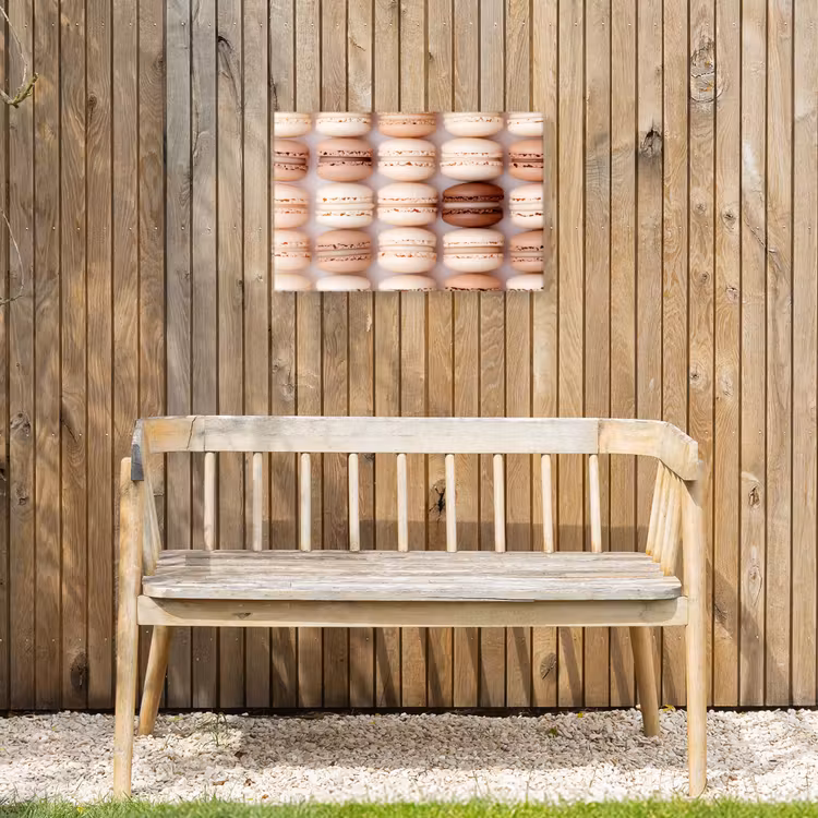 Macarons - Beige - Bruin Tuinposter op houten frame 2 cm dik klein -sfeer4