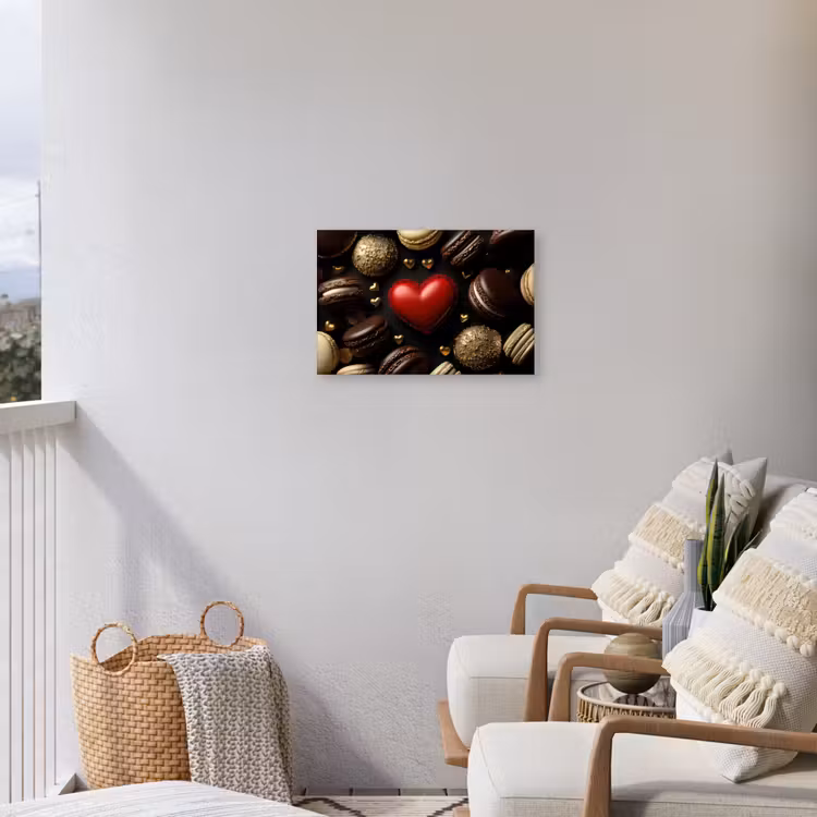 Macarons - Rood - Hart Tuinposter op houten frame 2 cm dik klein -sfeer1