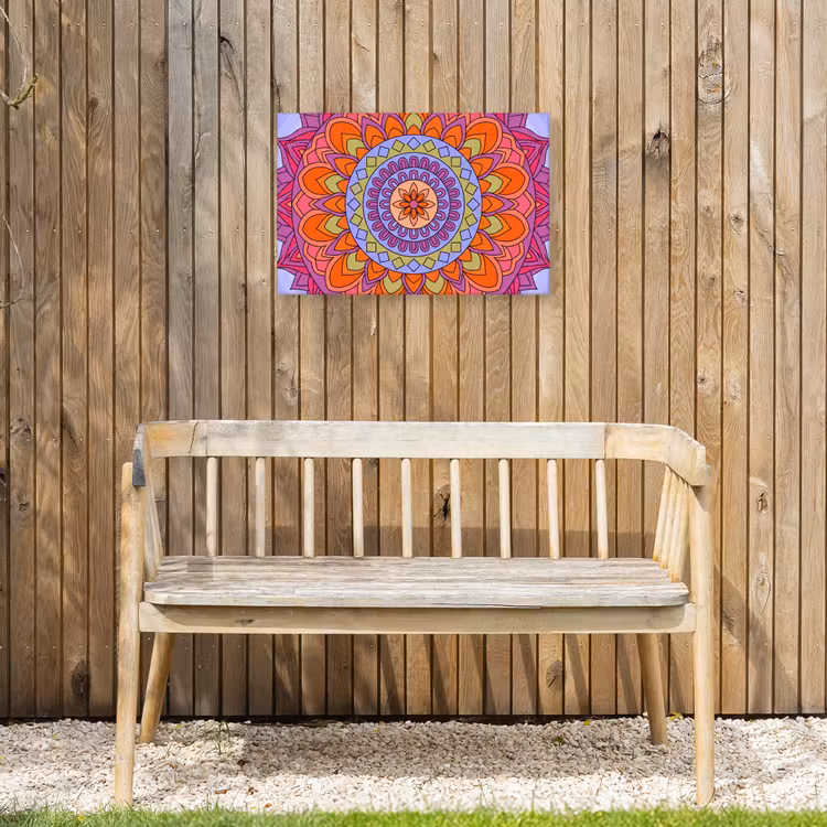 Mandala - Cirkel - Abstract - Kleurrijk - Patroon Tuinposter op houten frame 2 cm dik klein -sfeer4