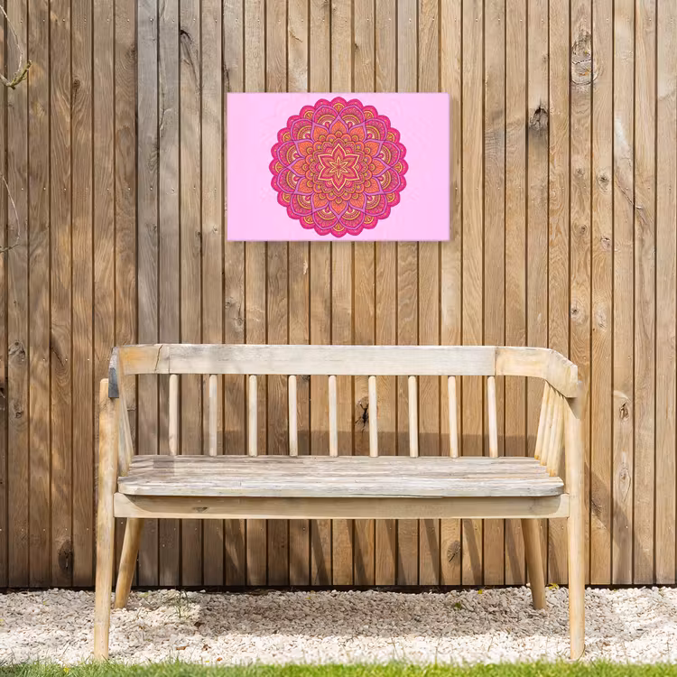 Mandala - Cirkel - Spiritueel - Oosters - Roze Tuinposter op houten frame 2 cm dik klein -sfeer4