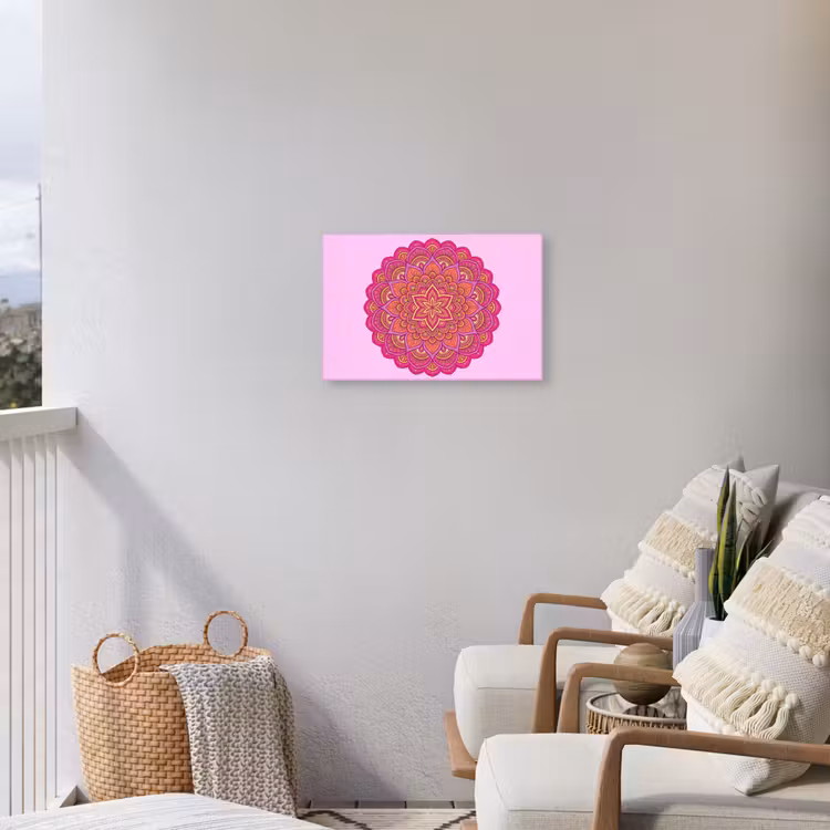 Mandala - Cirkel - Spiritueel - Oosters - Roze Tuinposter op houten frame 2 cm dik klein -sfeer1