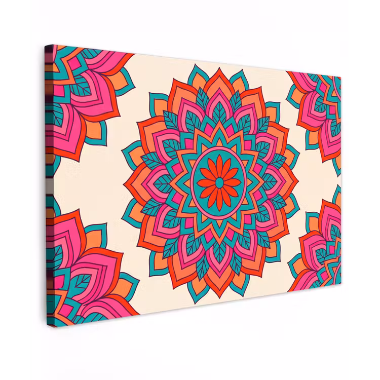 Mandala - Patroon - Abstract - Kleurrijk - Modern Tuinposter op houten frame 2 cm dik klein -3d