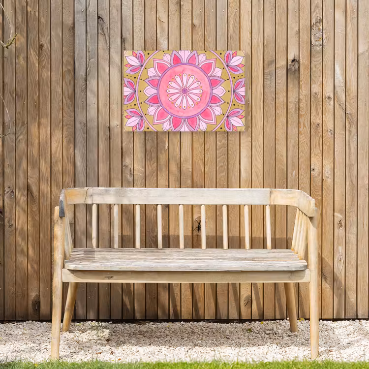 Mandala - Patroon - Kunst - Aquarel - Roze Tuinposter op houten frame 2 cm dik klein -sfeer4