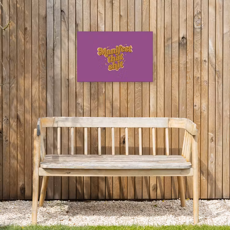 Manifest that shit - Paars - Glitter Tuinposter op houten frame 2 cm dik klein -sfeer4