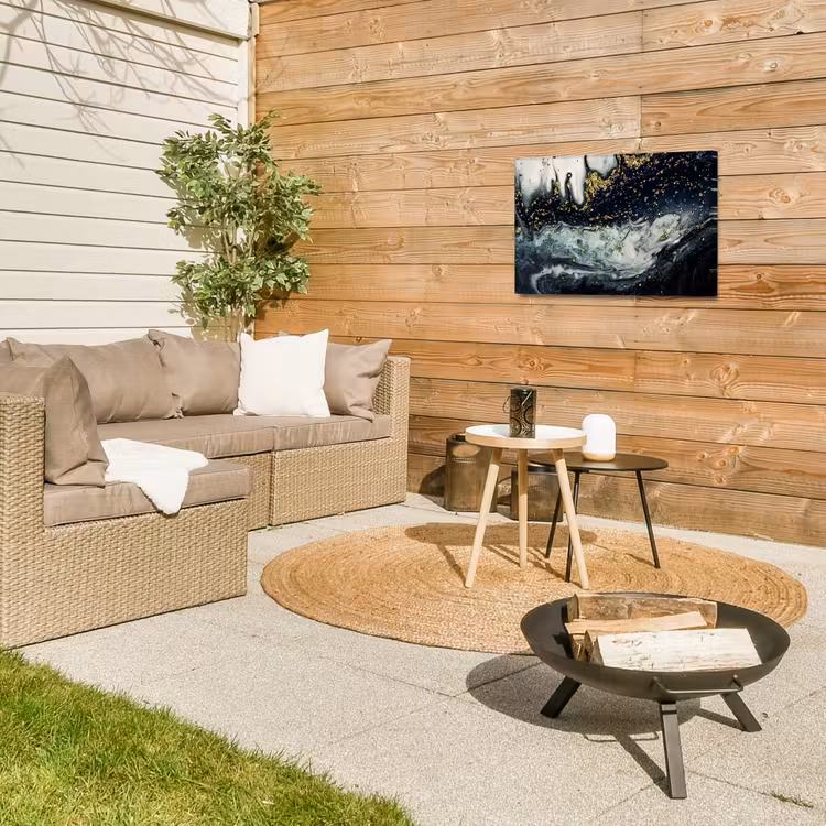 Marmer - Abstract - Goud - Luxe Tuinposter op houten frame 2 cm dik klein -sfeer2