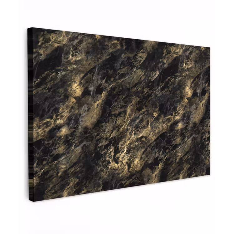 Marmer - Zwart - Goud Tuinposter op houten frame 2 cm dik klein 845 -3d