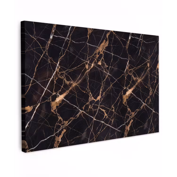 Marmer - Goud - Abstract - Zwart Tuinposter op houten frame 2 cm dik klein -3d