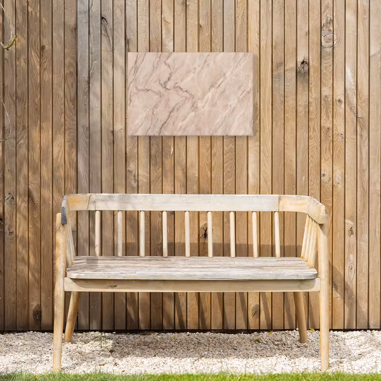 Marmer - Patroon - Abstract - Modern - Beige Tuinposter op houten frame 2 cm dik klein -sfeer4