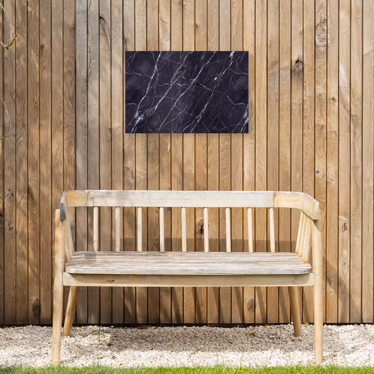 Marmer - Patroon - Modern - Zwart - Wit Tuinposter op houten frame 2 cm dik klein -sfeer4