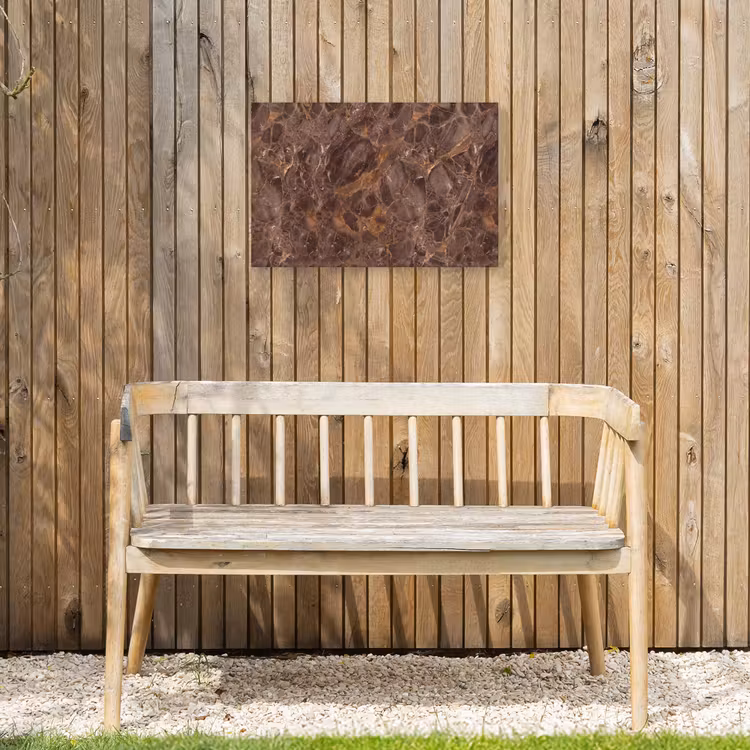 Marmer - Patroon - Natuur - Bruin - Goud Tuinposter op houten frame 2 cm dik klein -sfeer4
