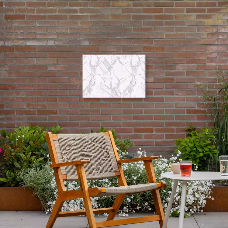 Marmer - Zuiver - Grijs - Aders Tuinposter op houten frame 2 cm dik klein 845 -sfeer3