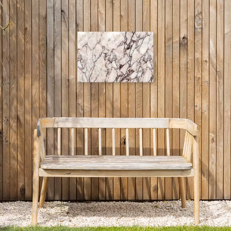Marmer - Textuur - Abstract - Wit - Bruin Tuinposter op houten frame 2 cm dik klein -sfeer4