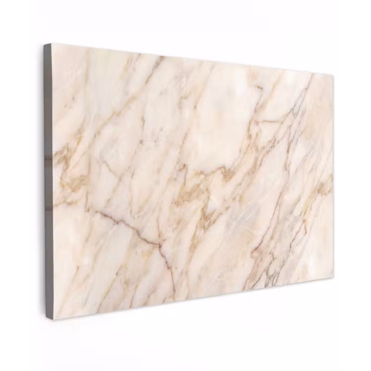 Marmer - Ader - Abstract - Wit - Goud Tuinposter op houten frame 2 cm dik klein -3d