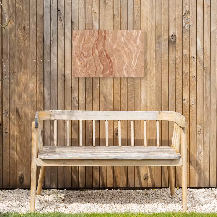 Marmer - Ader - Natuur - Abstract - Beige Tuinposter op houten frame 2 cm dik klein -sfeer4
