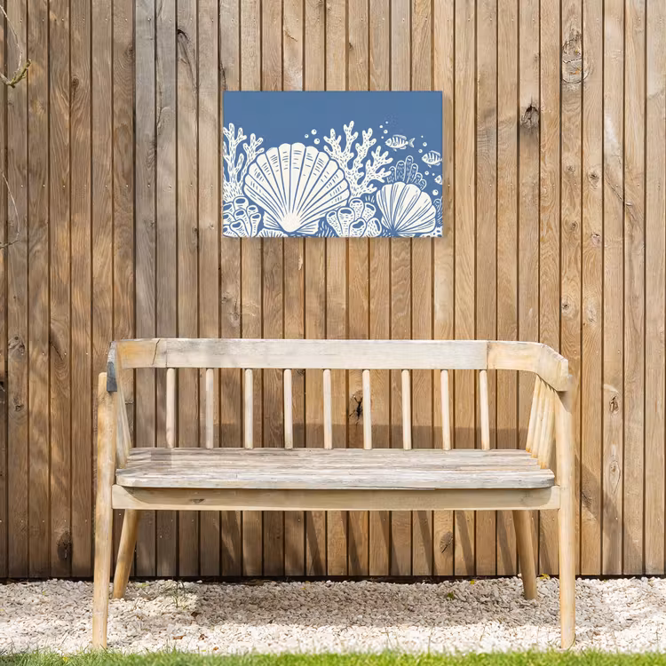 Zeeleven - Koraal - Schelp - Vis - Illustratie - Onderwater Tuinposter op houten frame 2 cm dik klein -sfeer4