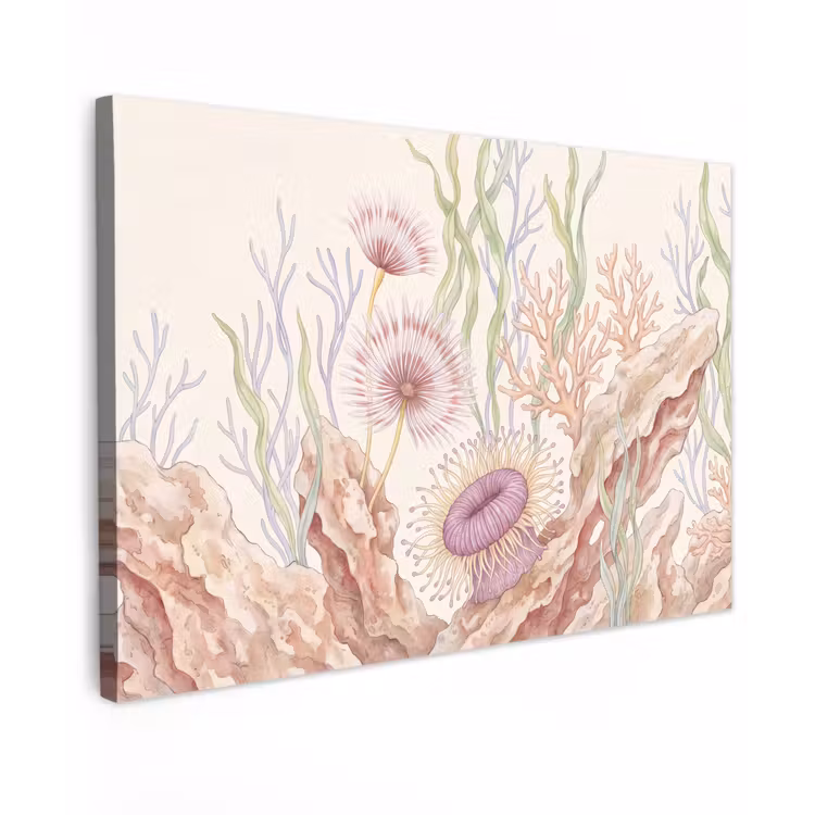 Zeeleven - Koraal - Onderwater - Illustratie - Kleurrijk Tuinposter op houten frame 2 cm dik klein -3d