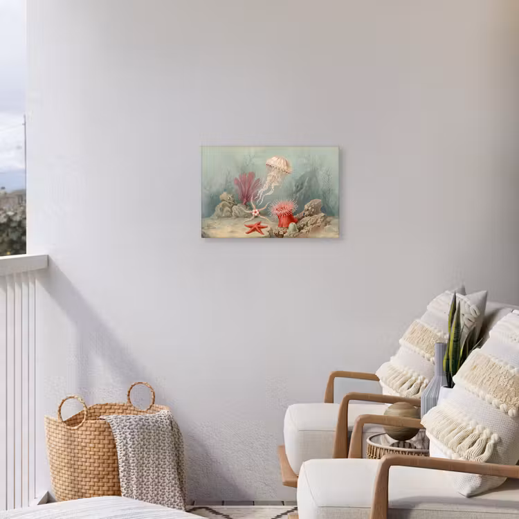 Zeeleven - Kwal - Onderwater - Illustratie - Beige Tuinposter op houten frame 2 cm dik klein -sfeer1