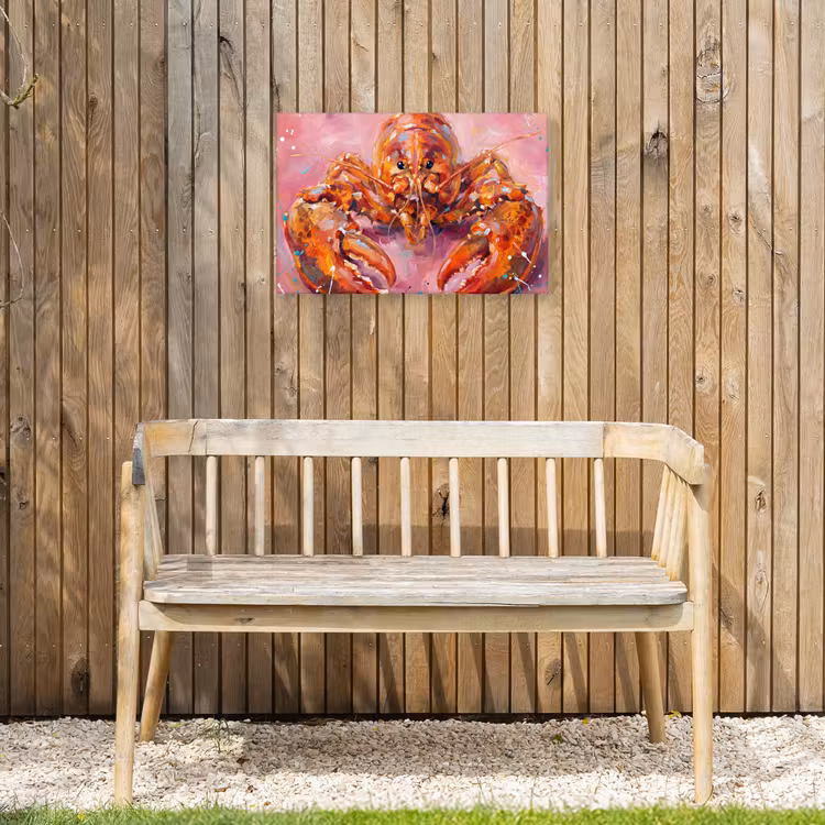 Zeeleven - Kreeft - Spatters - Abstract - Roze Tuinposter op houten frame 2 cm dik klein -sfeer4