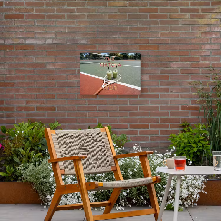 Matcha Club - Tennis - Matcha Tuinposter op houten frame 2 cm dik klein -sfeer3