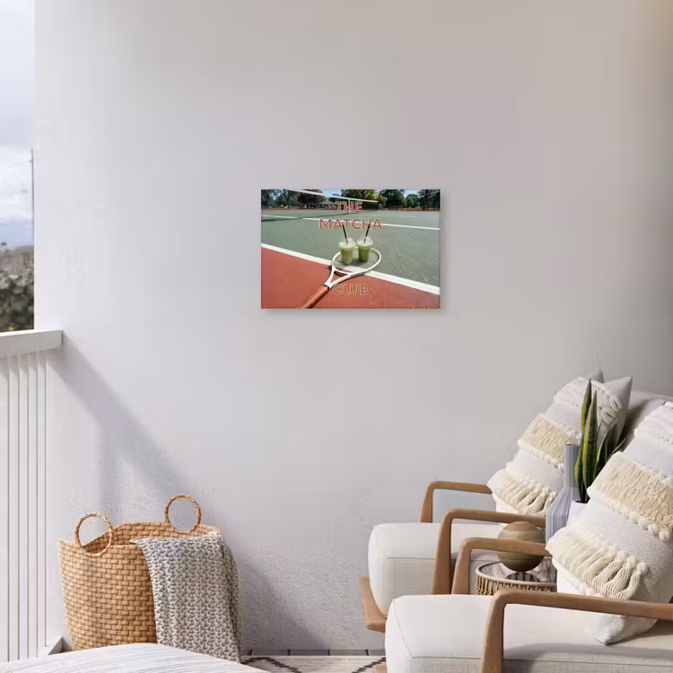Matcha Club - Tennis - Matcha Tuinposter op houten frame 2 cm dik klein -sfeer1