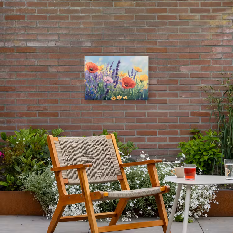 Weide - Bloemen - Kleurrijk Tuinposter op houten frame 2 cm dik klein -sfeer3