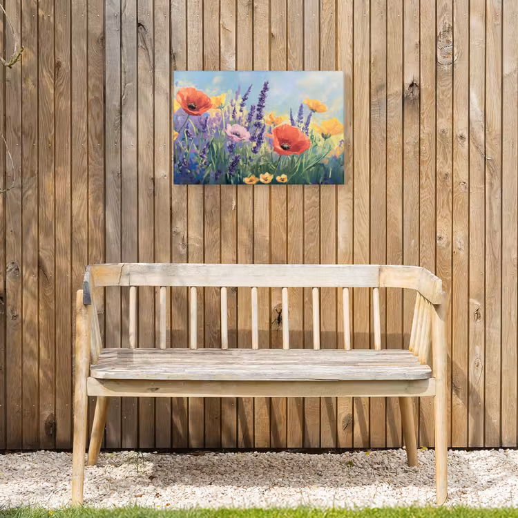 Weide - Bloemen - Kleurrijk Tuinposter op houten frame 2 cm dik klein -sfeer4