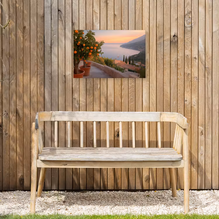 Middelandse zee - Sinaasappel - Heuvels - Zee Tuinposter op houten frame 2 cm dik klein -sfeer4